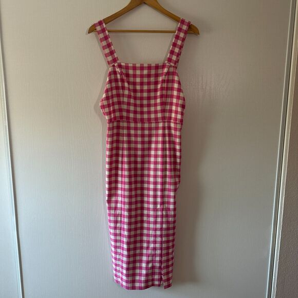 Finders Keepers Pink Gingham Gigi Midi Dress Size 6 - Picture 2 of 9